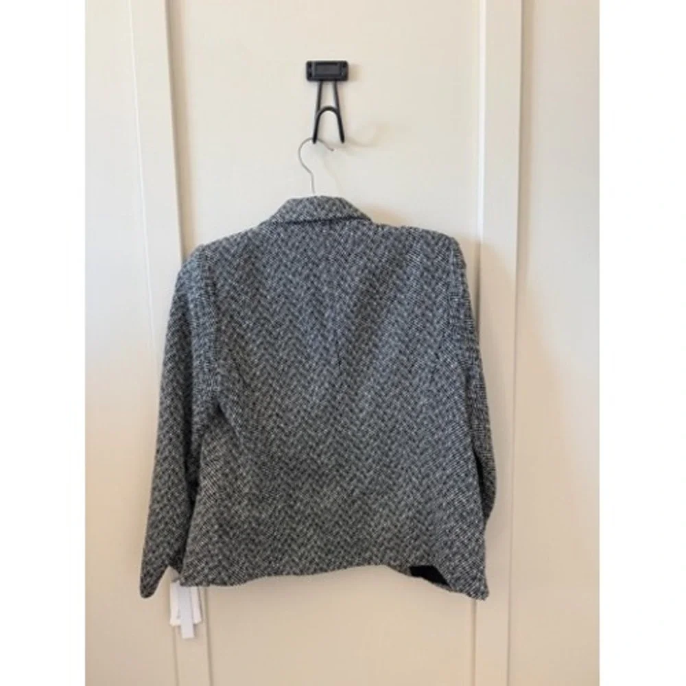 Amanda + Chelsea Womens Herringbone Blazer Black White Chevron Jacket Size M